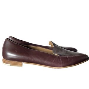 Everlane The Modern Point Burgundy & Brown Made in Italy Slip On Shoes (Size: 8)